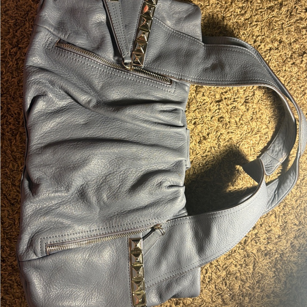 Stylish Gray Handbag with Stud Accents